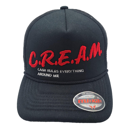 CREAM Hat Cap Snap Back Black Red Mesh Trucker Embroidered Muka One Size Mens - Picture 1 of 8
